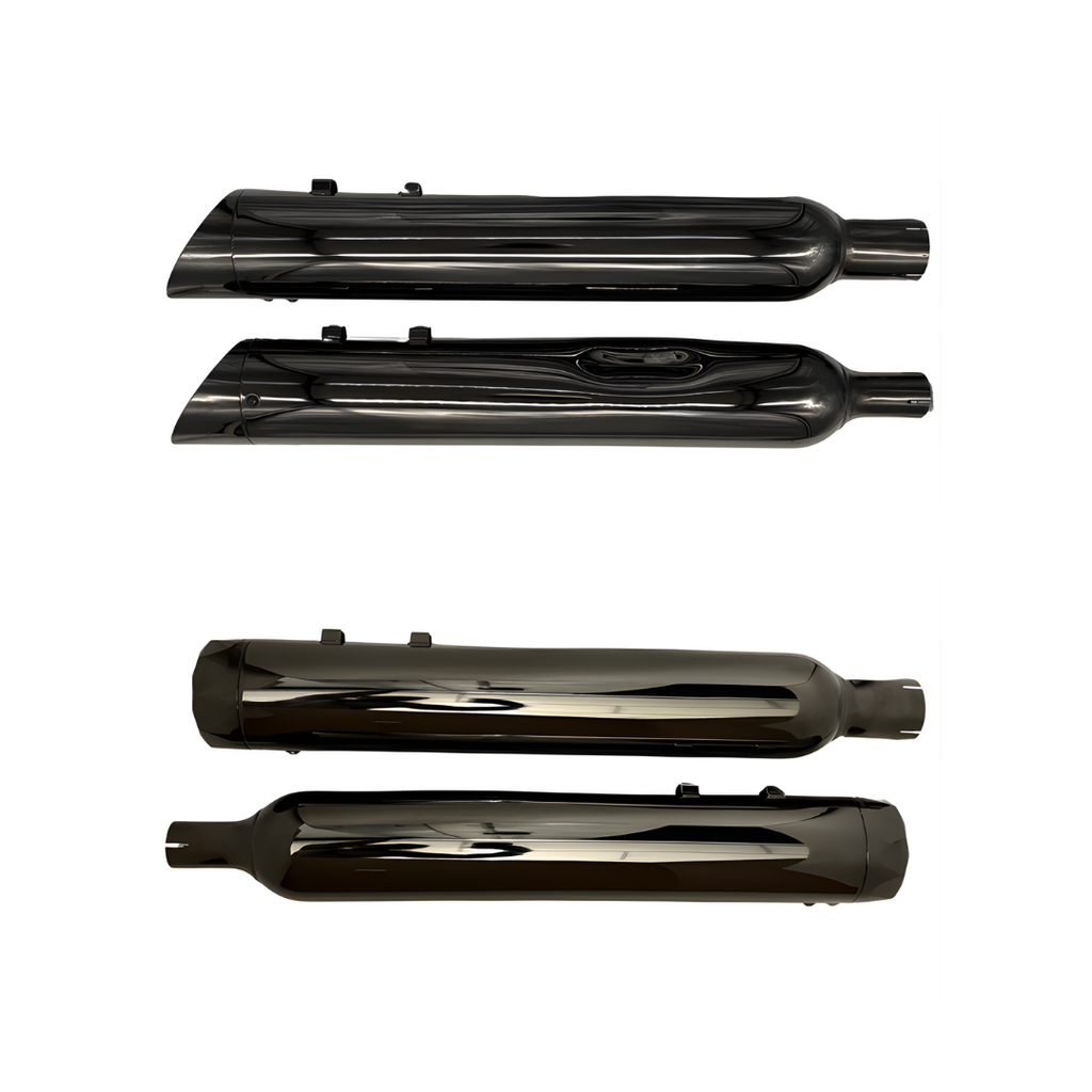 TAB Performance 4.5″ B.A.M. Stick Slip-On Mufflers – Torched Chrome Body for 2017-Up Harley-Davidson Touring